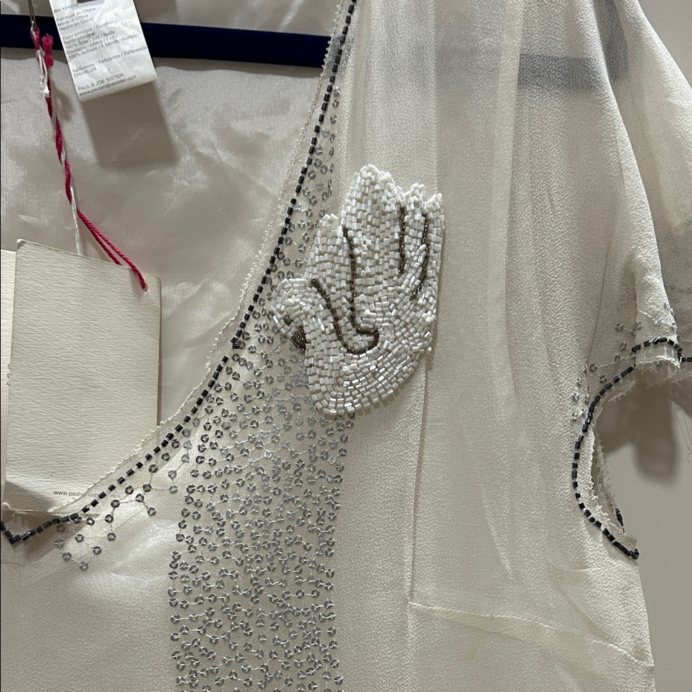 Paul & Joe Sister - Elegant Cream flapper style Dress beaded swans Silk - Picture 7 of 15